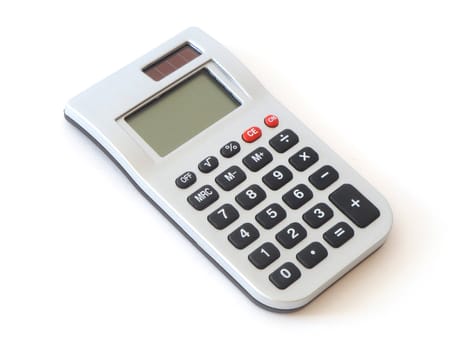 Small digital calculator for accountant isolated on white background