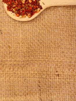 Spices on burlap