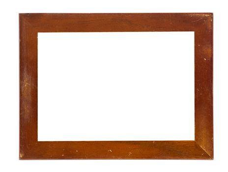 Vintage picture frame, wood plated, white background, clipping path included