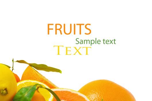 Vitamin C Overload, Stacks of sliced fruit isolated on white