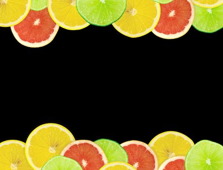 Abstract background of citrus slices. Closeup. Studio photography.