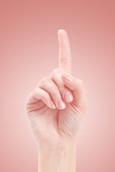Hand with index finger, isolated on a beautiful background