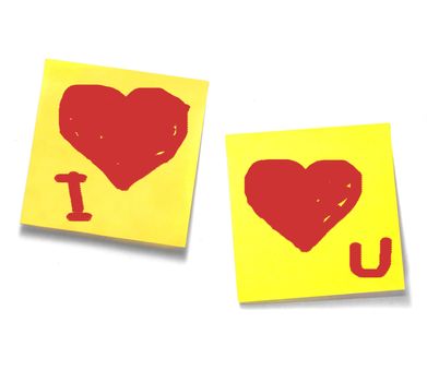 I love you on yellow sticky notes.