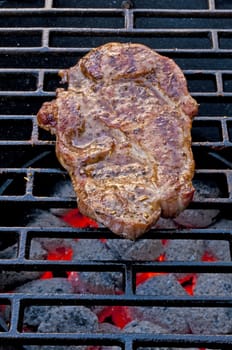 roasted pork neck on barbecue