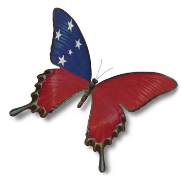 Samoa flag on butterfly isolated on white