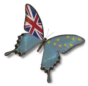 Tuvalu flag on butterfly isolated on white
