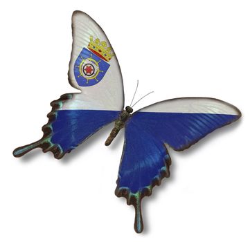 Bonaire flag on butterfly isolated on white