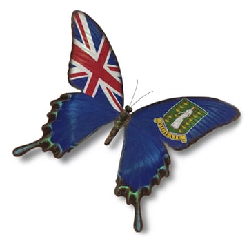 British Virgin Islands flag on butterfly isolated on white