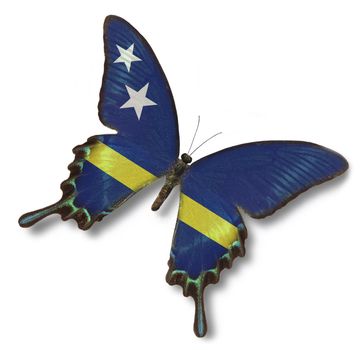 Curacao flag on butterfly isolated on white