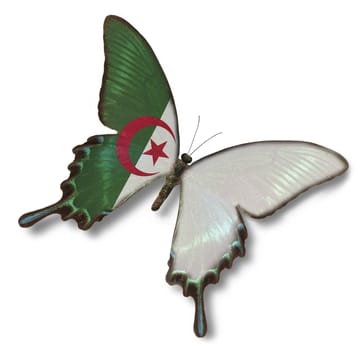 Algeria flag on butterfly isolated on white