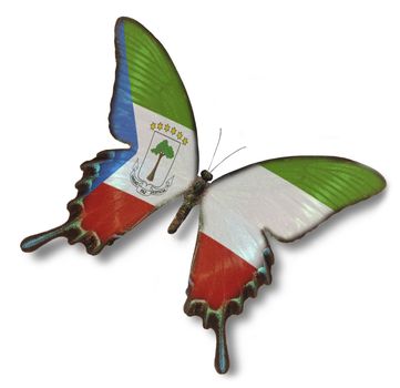 Equatiorial Guinea flag on butterfly isolated on white