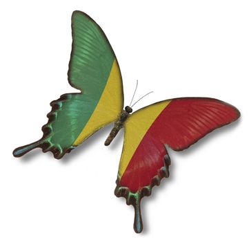Mali flag on butterfly isolated on white