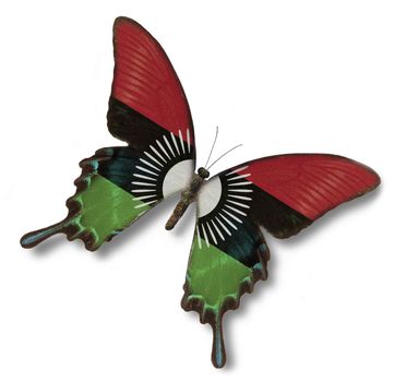 Malawi flag on butterfly isolated  on white