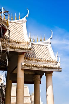 Roof Temples in Thailand are very beautiful sculptures.