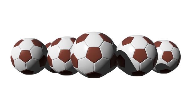 3D rendered soccer balls on white background