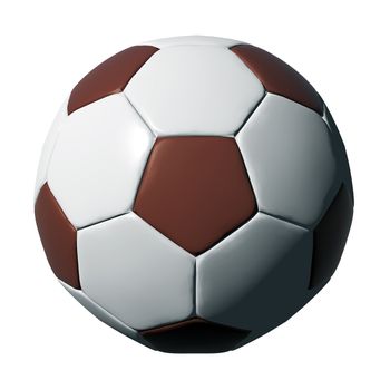 Leather soccer ball isolated on black background.