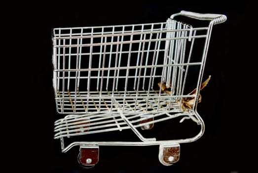 Shopping cart on black background