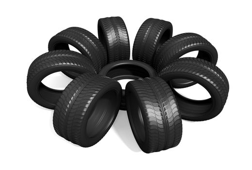 car wheels on the white background
