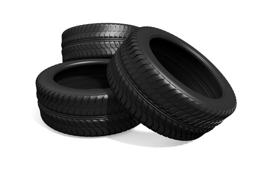 car wheels on the white background