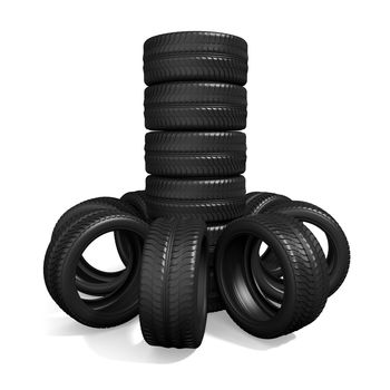 car wheels on the white background