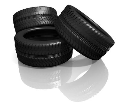 car wheels on the white background