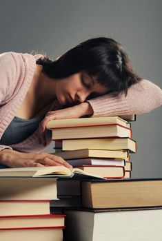 student fell asleep on stack of book, similar pictures on my portfolio