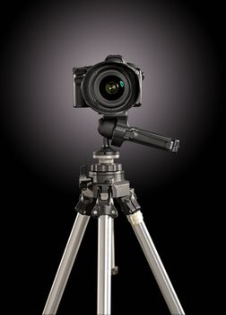 professional digital camera on a tripod