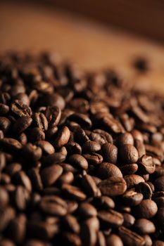 closeup of coffee beans, shallow deep of field