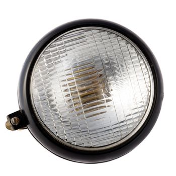 car spare parts - old car front lights on white background
