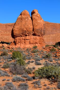 Interesting rock formations at Arches National Park of Utah.