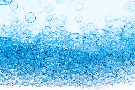 Background of Blue Bubbles Foam, closeup