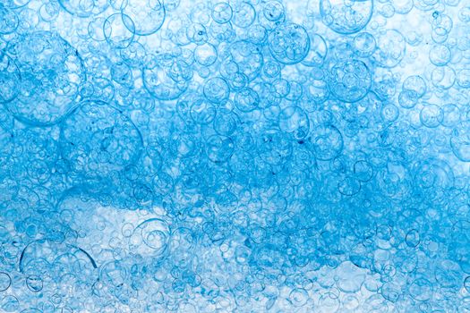 Background of Blue Bubbles Foam, closeup