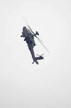LONDON, UK, Saturday July 14, 2012. The Boeing AH-64 Apache displaying at Farnborough International Airshow 2012.