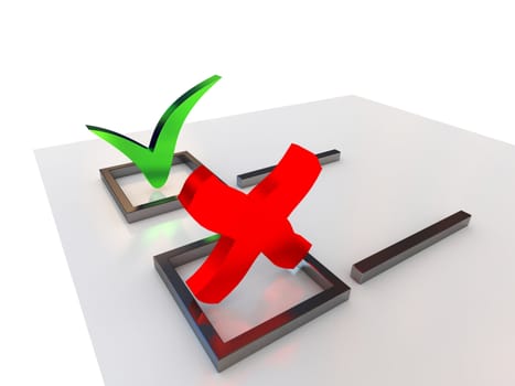 Red and green checkbox on the blank