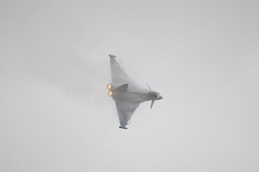 LONDON, UK, Saturday July 14, 2012. The Eurofighter Typhoon displaying at Farnborough International Airshow 2012.