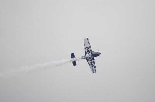 LONDON, UK, Saturday July 14, 2012. The Mark Jefferies Extra 330 displaying at Farnborough International Airshow 2012.