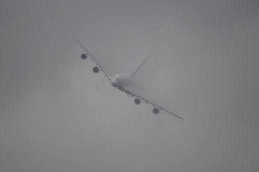 LONDON, UK, Saturday July 14, 2012. The Airbus A380 displaying at Farnborough International Airshow 2012.