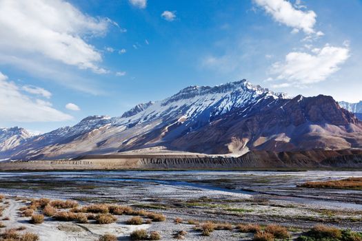 Spiti Valley -  snowcapped Himalayan Mountains. Himachal Pradesh, India