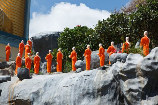 Buddhist monk statues at Golden Temple, Dambulla, Sri Lanka