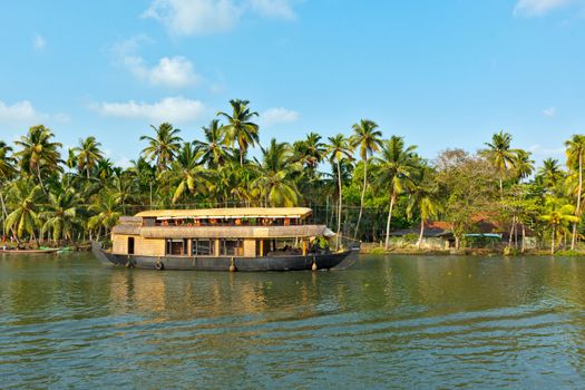 Houseboat on Kerala backwaters. Kerala, India