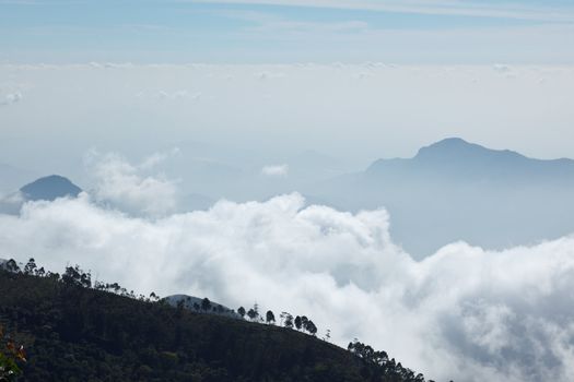 Mountains in clouds. Kodaikanal, Tamil Nadu