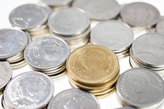 money Coins thai bath sort on white background