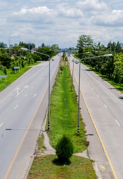 Highway two lane in day light time