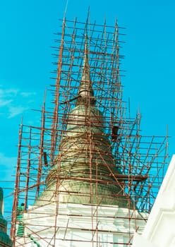 Pagada under Construction in temple Thai architecture stlye