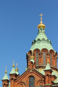 Closeup of the Uspenski Cathedral, Helsinki, Finland