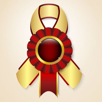 Red vector prize ribbon with place for text