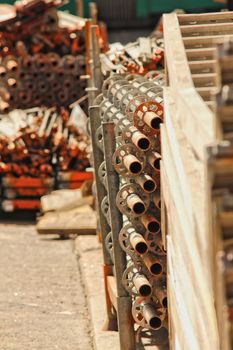 Framework gathered on the ground, in piles