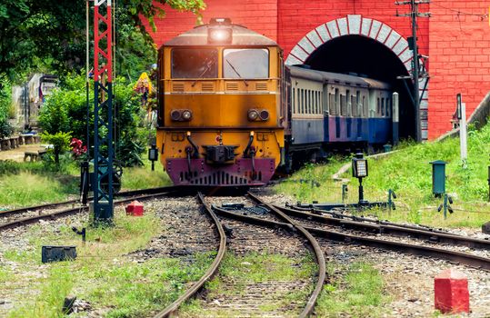 old train of thailand Was run out from Tunne