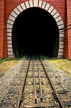 Tunnel of the train with railway in thailand