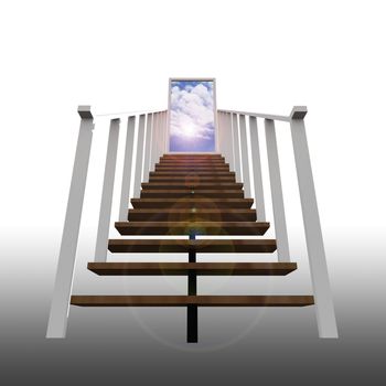 Staircase leading up to the sky, business in success.